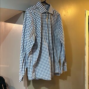 Blue and White Checkered Tommy Hilfiger Men's Shirt Sz 17.5 or 34/35
